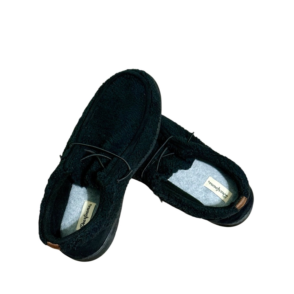 Dearfoams Mens Bennett Closed Back Chukka Slippers Black Fleece Indoor Outdoor M